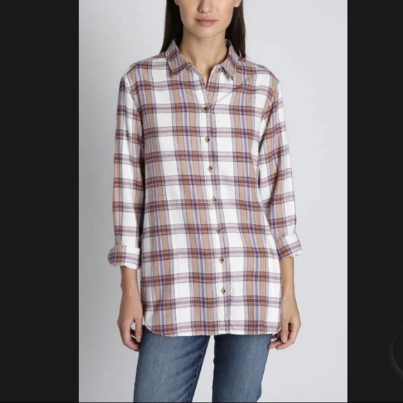 Jachs Flannel Girlfriend Fit Pockets Brown Purple Sz M - Picture 8 of 8